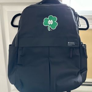 New without tags lululemon everyday backpack in black with notre dame emblem